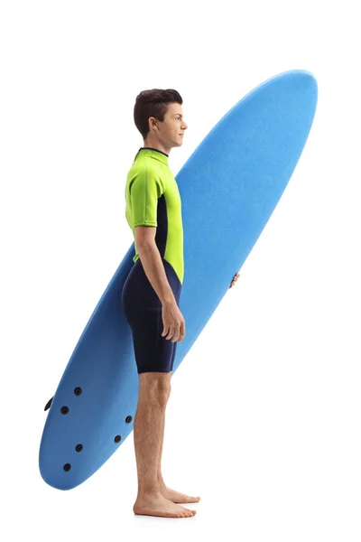 Tiener surfer wachten in lijn — Stockfoto