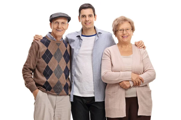 Seniors and a young man — Stock Photo, Image