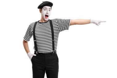 Mime artist pointing clipart