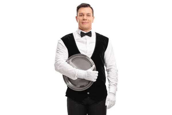 Waiter holding a tray — Stock Photo, Image