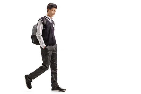 Zamyślony teen student spaceru — Zdjęcie stockowe