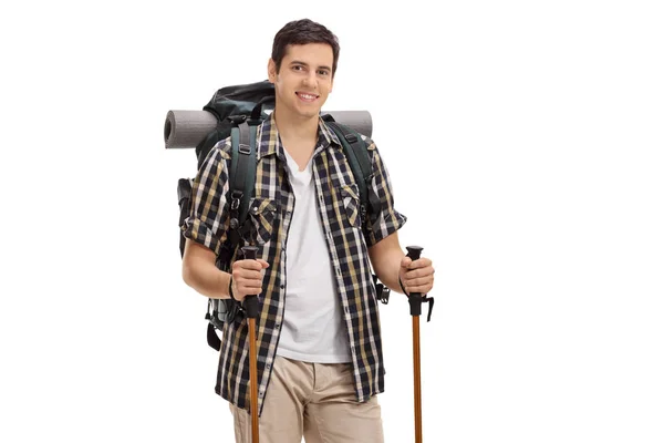 Young hiker with hiking equipment — Stock Photo, Image