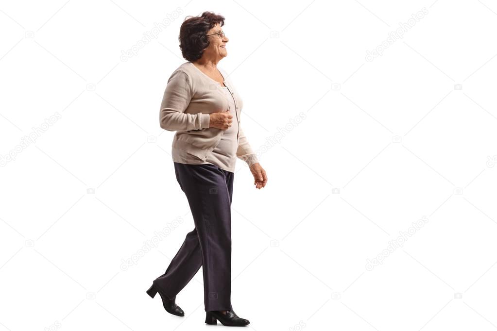 Elderly woman walking