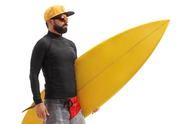 Sörfçü izole bir surfboard ile — Stok fotoğraf