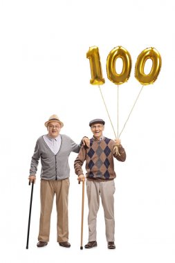 bir sayı yüz Balonlu yaşlı erkekler