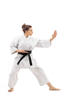 Karate kız bir kata yapıyor