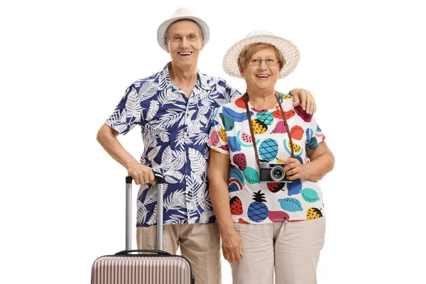 スーツケースを持って古い観光客 — ストック写真