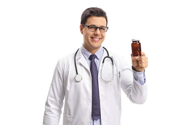 Doctor showing a bottle of pills — Stock Photo, Image