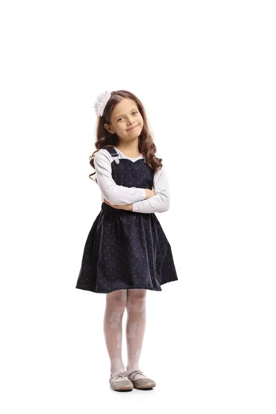 Portréja Egy Aranyos Kis Lány Elszigetelt Fehér Background — Stock Fotó