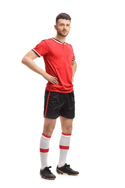 Full Length Portrait Soccer Player Isolated White Background — Stock Photo, Image