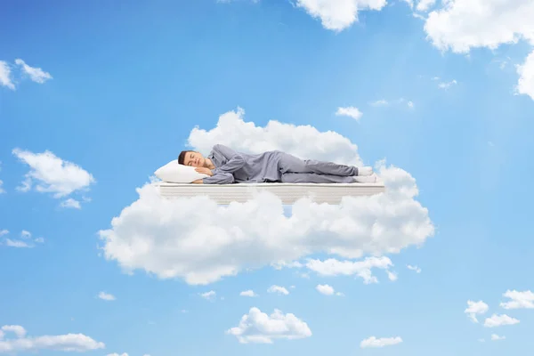 Teenage Boy Sleeping Mattress Sky — Stock Photo, Image