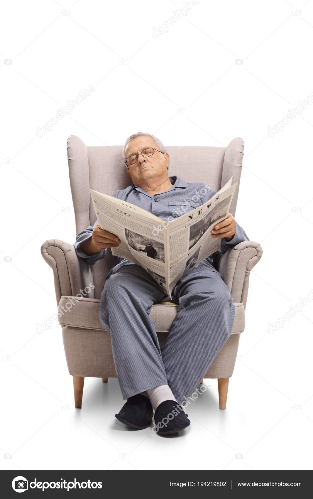 Mature Man Newspaper Sleeping Armchair Isolated White Background Stock Photo By C Ljsphotography Mature Man Newspaper Sleeping Armchair Isolated White Background Stock Photo By C Ljsphotography