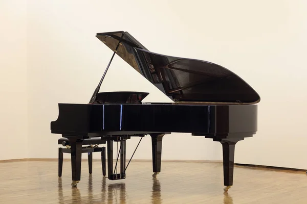 Grand Black Piano Indoors — Stock Photo, Image