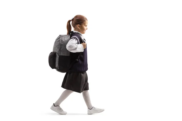 Schülerin geht zur Schule — Stockfoto