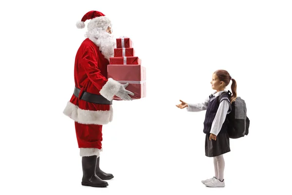 Babbo Natale fa regali a una studentessa — Foto Stock