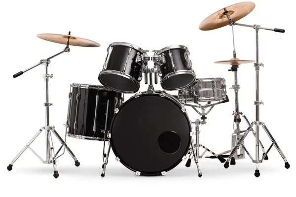 Studio shot of a black and silver drum kit — Stock Photo, Image