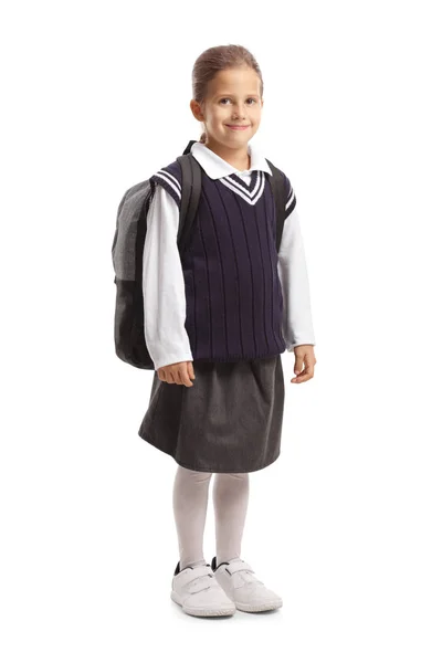 Sorridente bambina in uniforme scolastica — Foto Stock