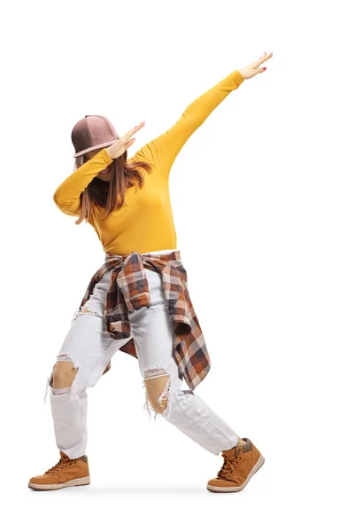 Kobieta modny nastolatek dabbing — Zdjęcie stockowe