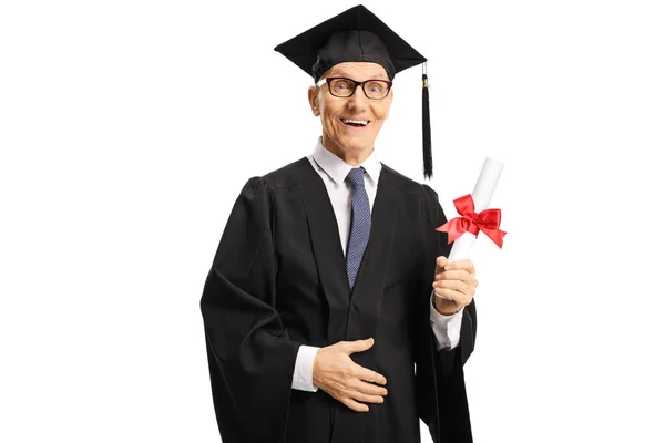 Högre manlig examen med universitetsexamen — Stockfoto