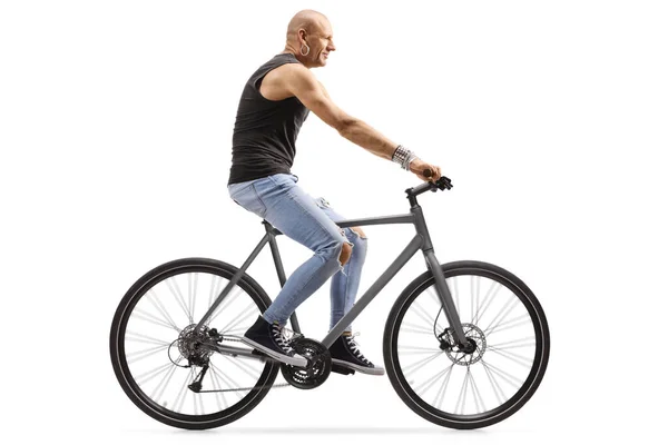 Kale man rijden op een fiets — Stockfoto