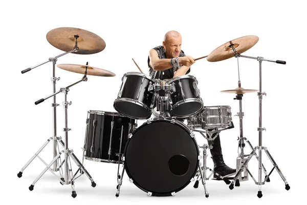 Punk playing drums — Stock Photo, Image