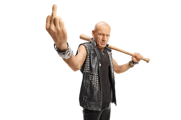 Angry punk showing a middle finger — 스톡 사진