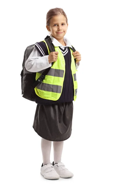 Female pupil wearing a safety vest — 스톡 사진