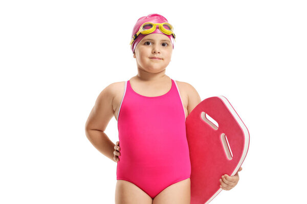 Girl with a swimming pad 