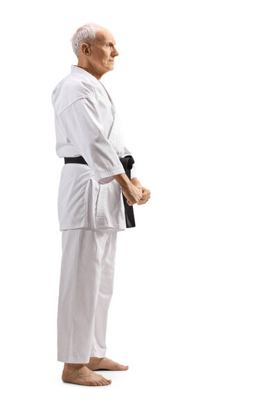 Senior man with a black belt in karate