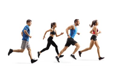 Ggroup of young fit people running 