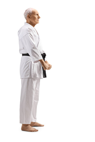 Elderly karate instructor in kimono