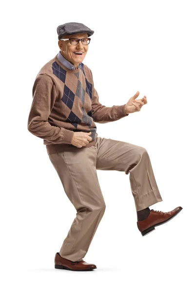 Senior man pretending to play a guitar — Stock Photo, Image