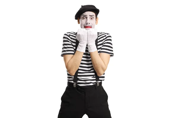 Bang Mime Gebaar Met Handen Geïsoleerd Witte Achtergrond — Stockfoto