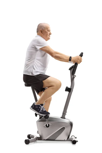 Photo Profil Pleine Longueur Homme Actif Âgé Faisant Exercice Sur — Photo