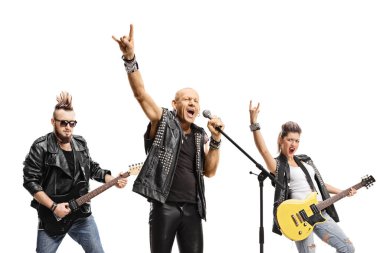 Rock and roll grubu beyaz arkaplanda izole