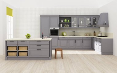 Mutfak iç klasik tarzı 3d render 