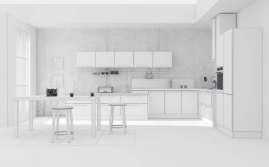 Mutfak iç şebekesi 3B görüntüleme