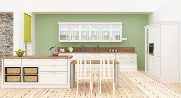 Mutfak iç klasik tarzı 3d render — Stok fotoğraf