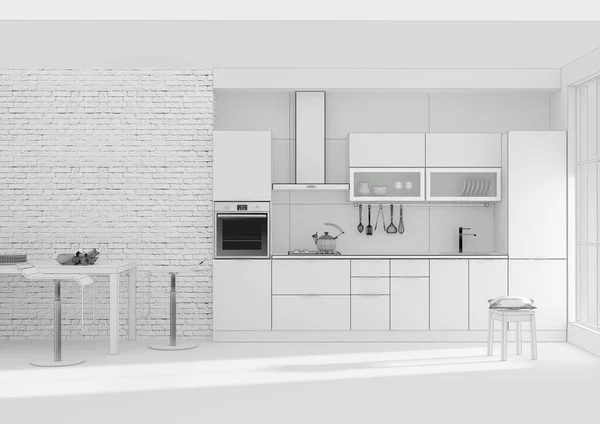 Pencitraan interior dapur 3D — Stok Foto