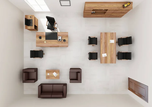 VIP office furniture top view 3D rendering — Stok Foto