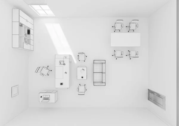 Mobiliário de escritório VIP vista superior grade 3D renderização — Fotografia de Stock