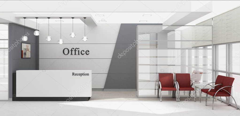 Reception desk 3D rendering