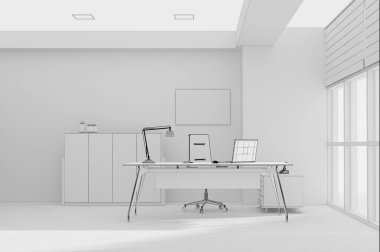 VIP ofis mobilyası ızgarası 3D oluşturma