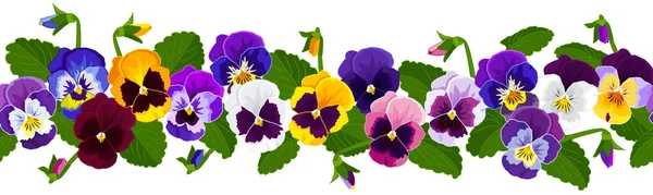 Fleurs Frontalières Culottes Fleurs Jaune Violet Bleu Lilas Blanc Feuilles — Image vectorielle