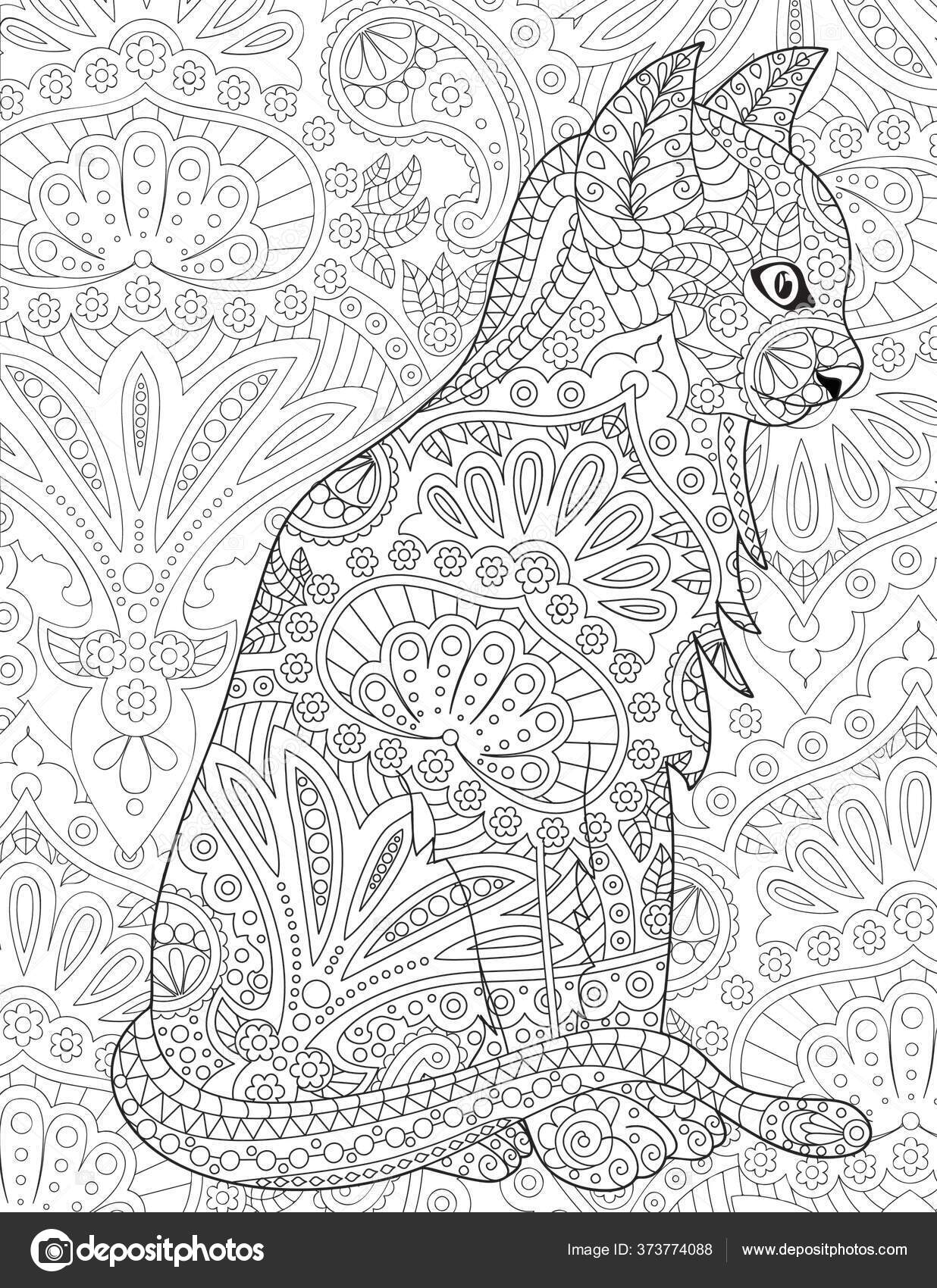 Download Digital Coloring Book Adults Coloring Book Cute Animals Birds Flowers Stock Photo By C Adelinrafael Gmail Com 373774088