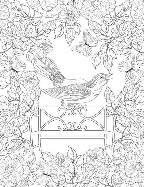 Digital coloring book for adults. Coloring book with cute animals, birds, and flowers. coloring pages Printable 8.5 x 11 Jpg, Hand drawing images,