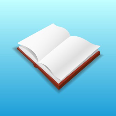 Açık kitap üzerine izole mavi