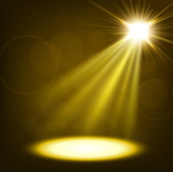 Złoto reflektor świeci — Wektor stockowy