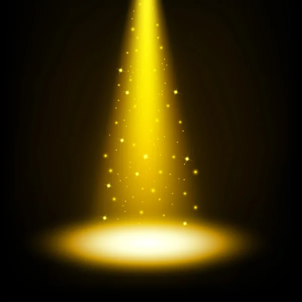 Goldenes Scheinwerferlicht, das mit Streuseln glänzt — Stockvektor