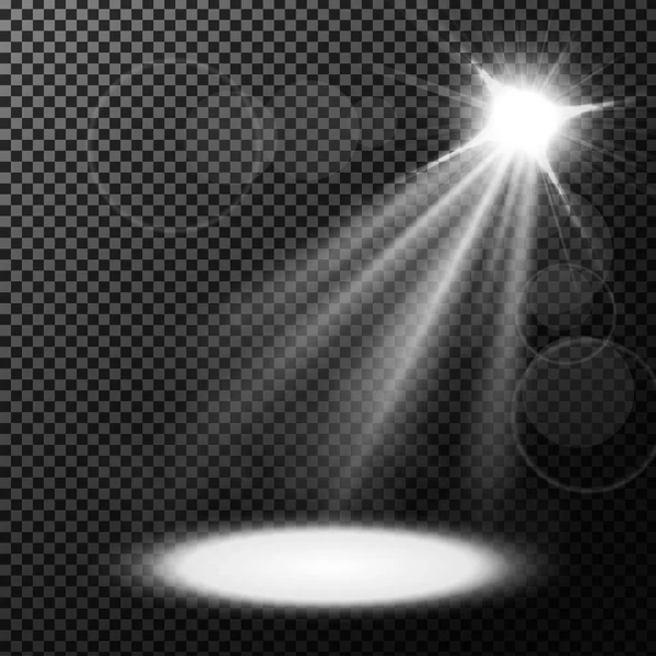 Spotlight lyser på transparent bakgrund — Stock vektor